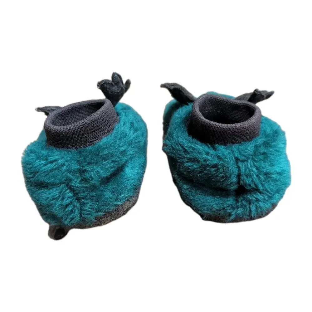 LL Bean Toddler Moose Antlers Slippers Size 5-6 Green Animal Paws Socks Slip Ons